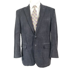Alan Flusser sport coat blazer suit jacket men's Large blue corduroy cotton